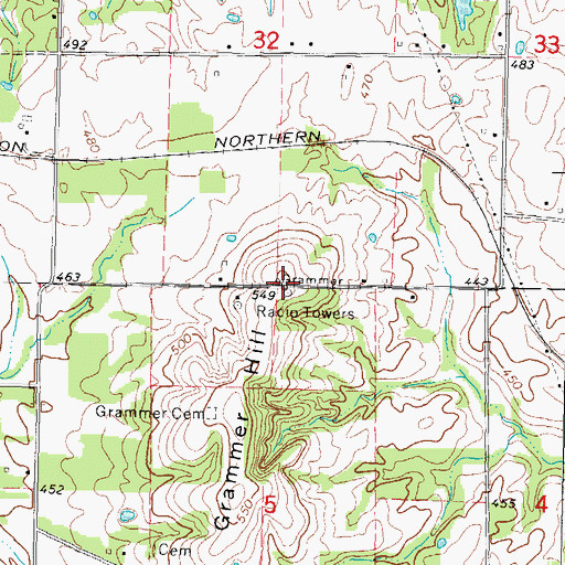 Topographic Map of Grammer Hill, IL