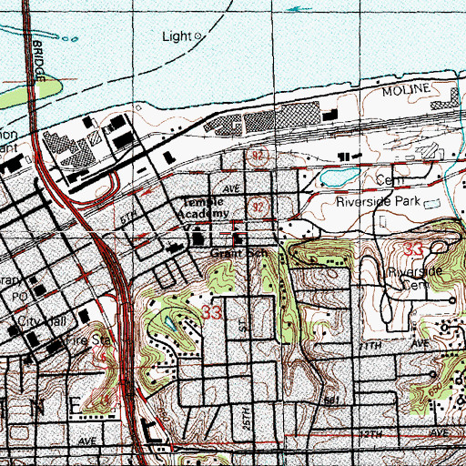 Topographic Map of Grant School, IL