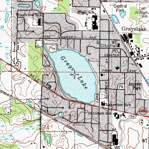 Topographic Map of Grays Lake, IL