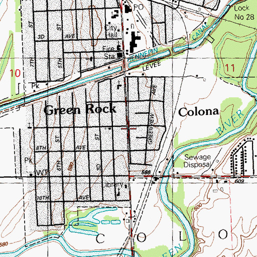 Topographic Map of Green Rock, IL