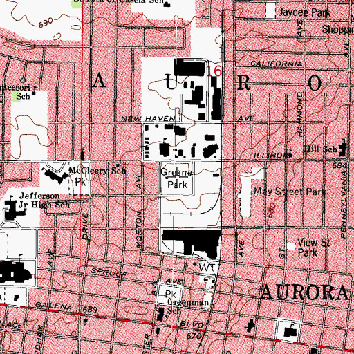 Topographic Map of Greene Park, IL