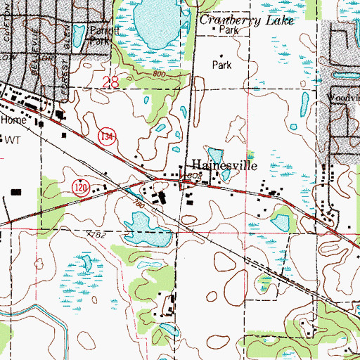 Topographic Map of Hainesville, IL