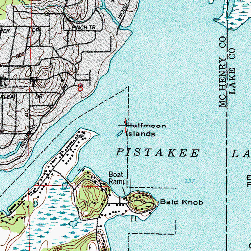 Topographic Map of Halfmoon Islands, IL