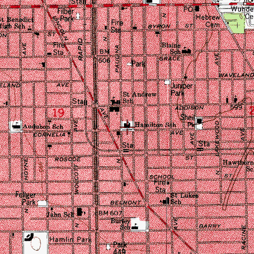 Topographic Map of Hamilton Elementary School, IL