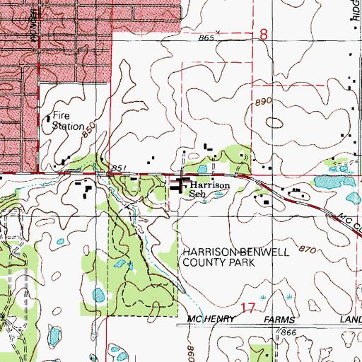 Topographic Map of Harrison Elementary School, IL