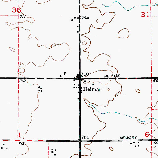 Topographic Map of Helmar, IL