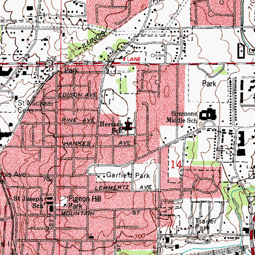 Topographic Map of Nicholas A Hermes Elementary School, IL