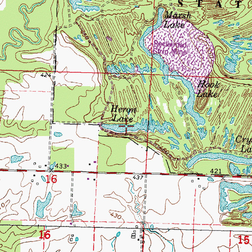 Topographic Map of Heron Lake, IL