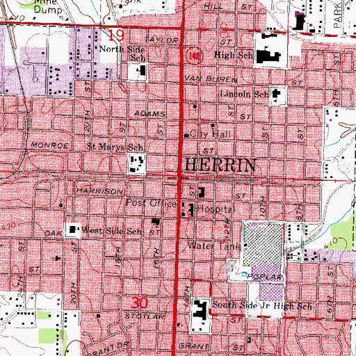 Topographic Map of Herrin, IL