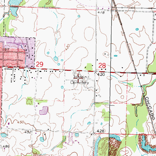 Topographic Map of Herrin Cemetery, IL