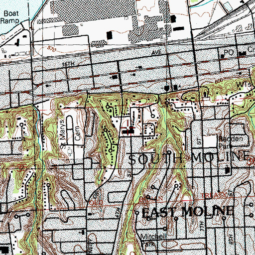 Topographic Map of Hillcrest Elementary School, IL