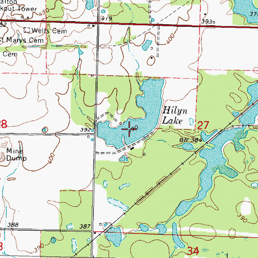 Topographic Map of Hilyn Lake, IL