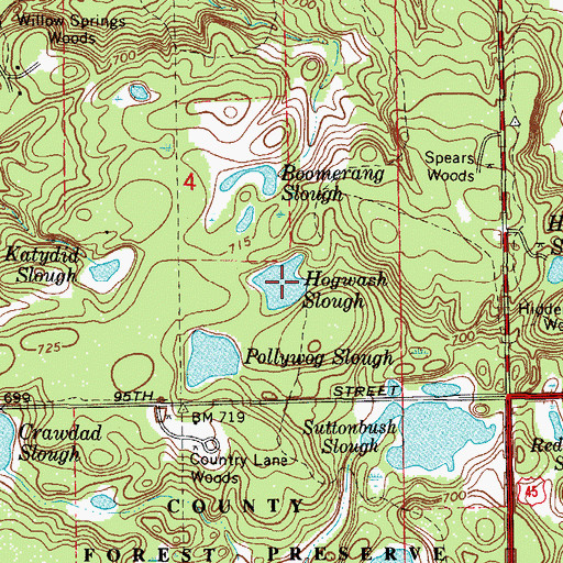 Topographic Map of Hogwash Slough, IL