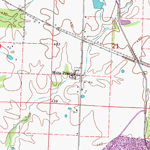 Topographic Map of Holts Prairie Church, IL