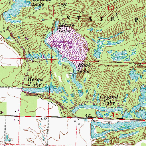 Topographic Map of Hook Lake, IL