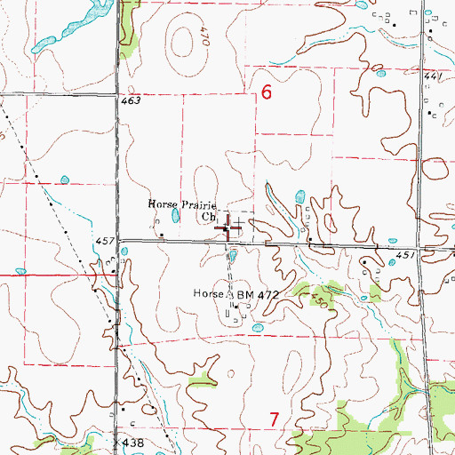 Topographic Map of Horse Prairie Baptist Church, IL