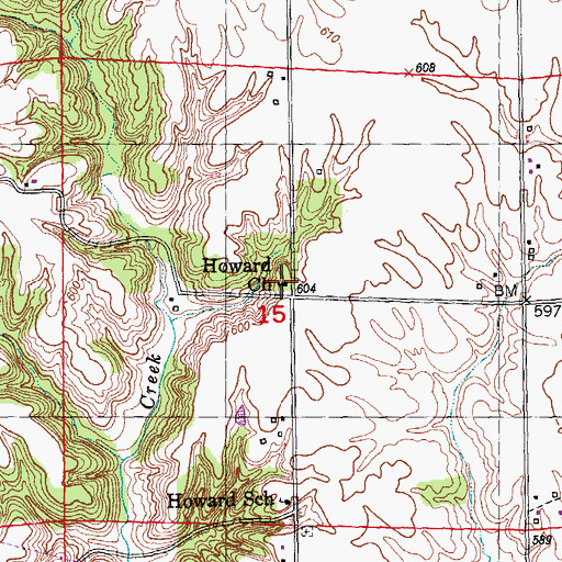 Topographic Map of Howard Christian Church, IL