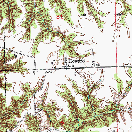Topographic Map of Howard Church, IL