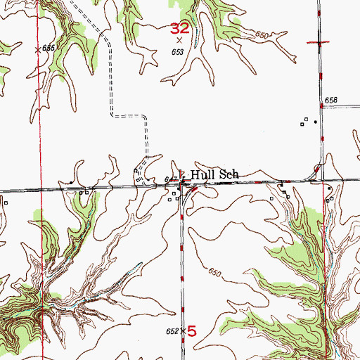 Topographic Map of Hull School (historical), IL