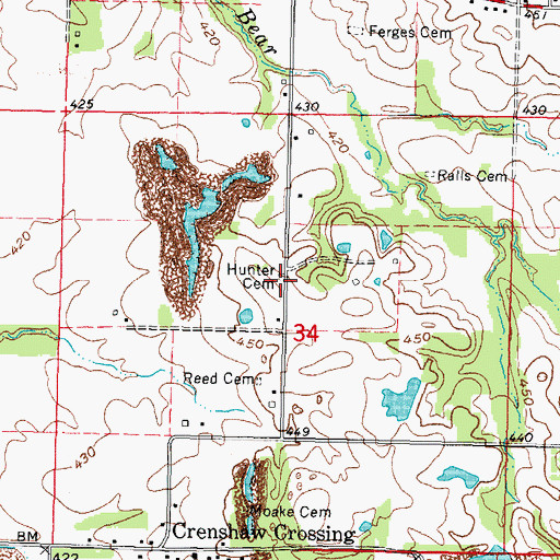 Topographic Map of Allen Hunter Cemetery, IL