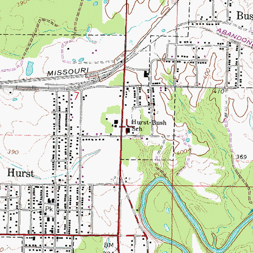 Topographic Map of Hurst Elementary School (historical), IL