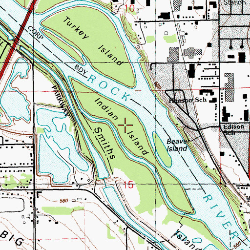 Topographic Map of Indian Island, IL