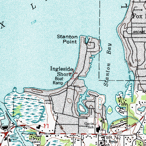 Topographic Map of Ingleside Shore, IL