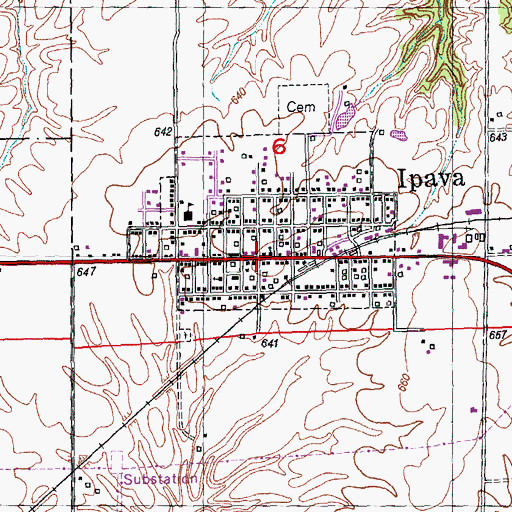 Topographic Map of Ipava, IL