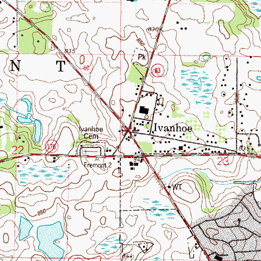Topographic Map of Ivanhoe, IL