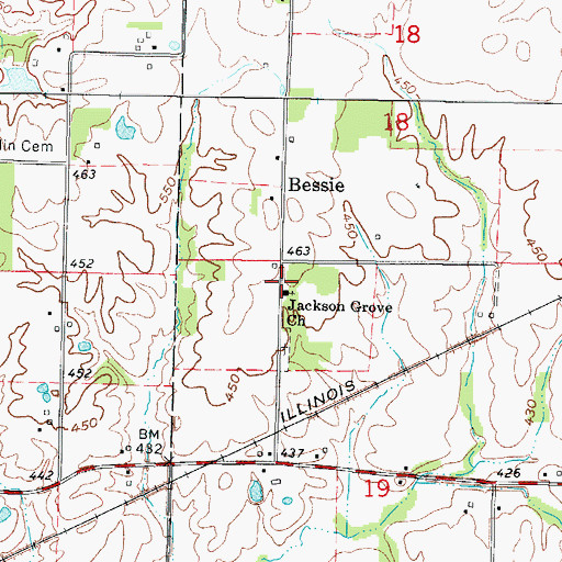 Topographic Map of Jackson Grove Baptist Church, IL