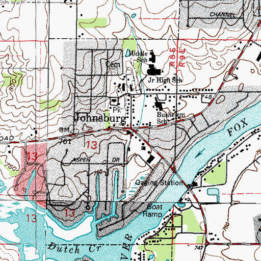 Topographic Map of Johnsburg, IL
