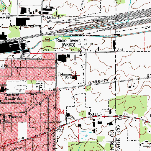 Topographic Map of C I Johnson Elementary School, IL
