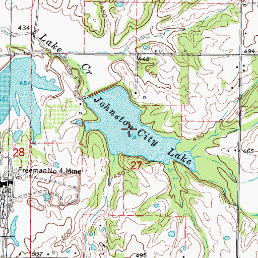 Topographic Map of Johnston City Lake, IL