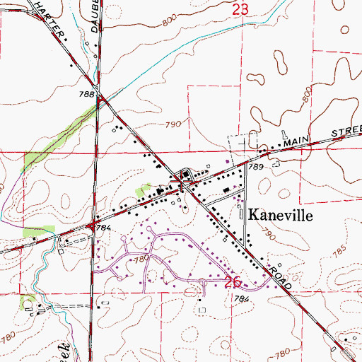 Topographic Map of Kaneville, IL