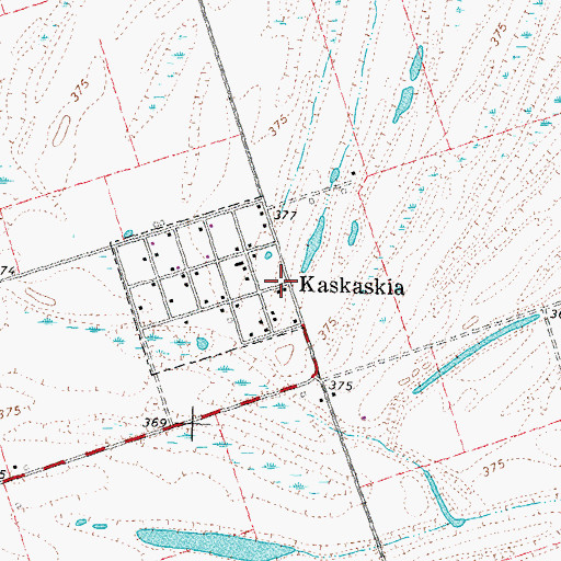 Topographic Map of Kaskaskia, IL