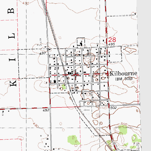 Topographic Map of Kilbourne, IL