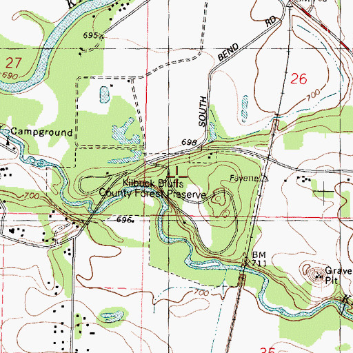 Topographic Map of Kilbuck Bluffs County Forest Preserve, IL