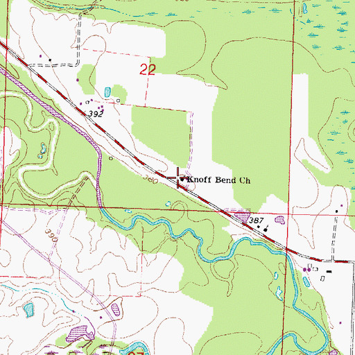 Topographic Map of Knoff Bend Church, IL