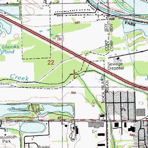Topographic Map of Kyte Creek, IL