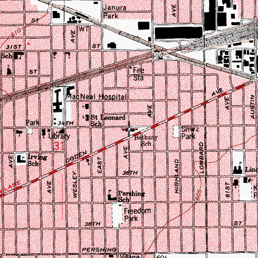 Topographic Map of La Vergne School, IL