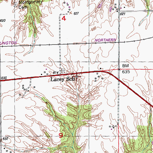 Topographic Map of Lacey School (historical), IL