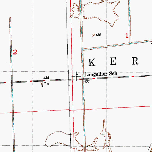 Topographic Map of Langellier School (historical), IL