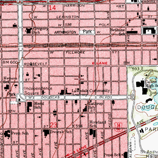 Topographic Map of Lawson School, IL