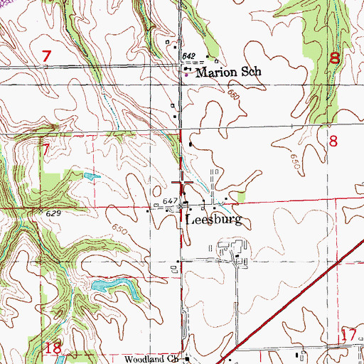 Topographic Map of Leesburg, IL