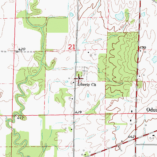 Topographic Map of Liberty Church, IL