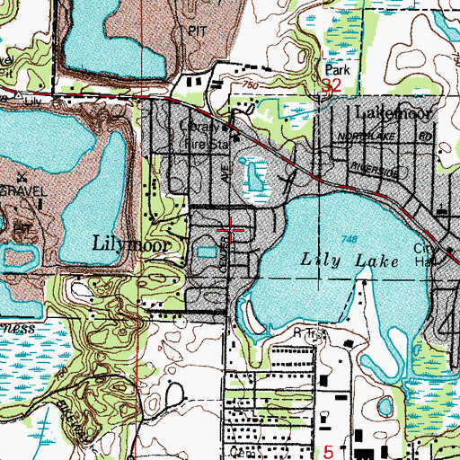Topographic Map of Lilymoor, IL