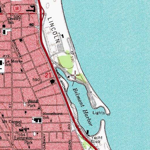 Topographic Map of Lincoln Park, IL