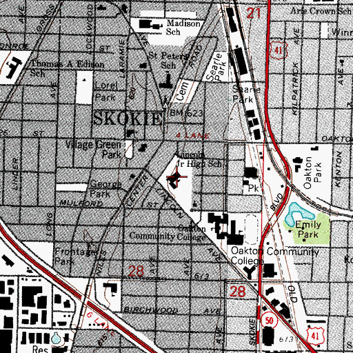 Topographic Map of Lincoln Junior High School, IL
