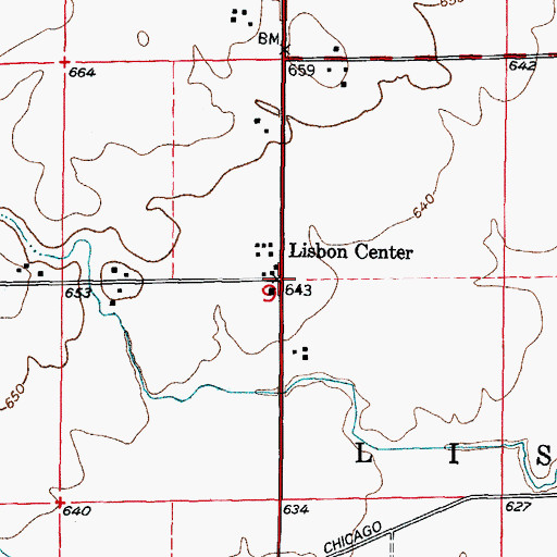 Topographic Map of Lisbon Center, IL