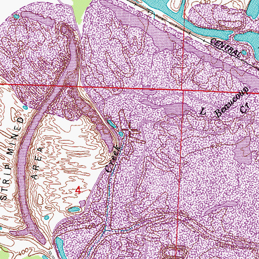 Topographic Map of Little Beaucoup Creek, IL